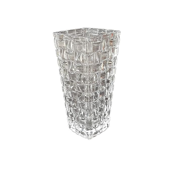 Pure Source India Glass Dimond Cut Flower Vase (Crystal Clear 8 Inch)