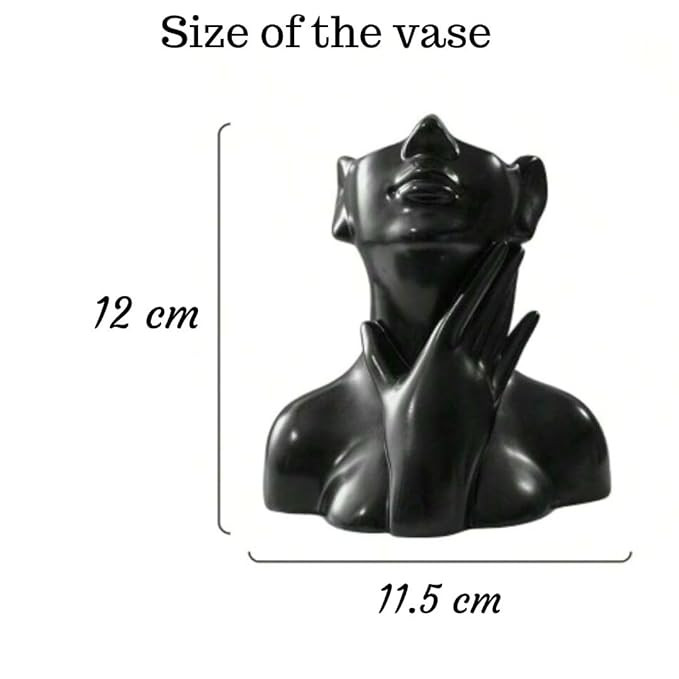 SATYAM KRAFT 1 Pcs Resin Vase for Home Decor | Decorative Flower Pot Showpiece for Living Room, Bedroom, Office, Balcony, Center Table, Gifts | Lightweight, Unbreakable (Black, 12 cm, Only Vase)