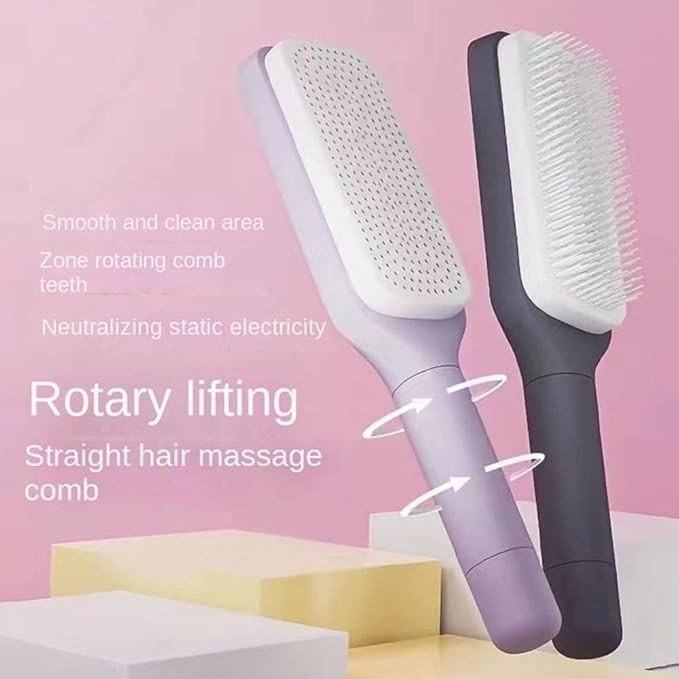 COMBELLE Self Cleaning Hair Brush for Women & Kids – Detangler Hair Brush Comb for Wet or Dry Hair – Anti-Static Hairbrush Women Love – Gentle Scalp Massage Comb Brush for All Hair Types.