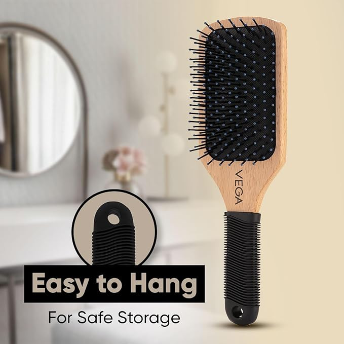 Vega Premium Collection Paddle Hair Brush (India's No.1* Hair Brush Brand) for Men & Women| Wide Detangler Brush for Long, Thick & Curly Hair | Smooth & Shiny Finish | Hair Comb for Men | (E1-PB)