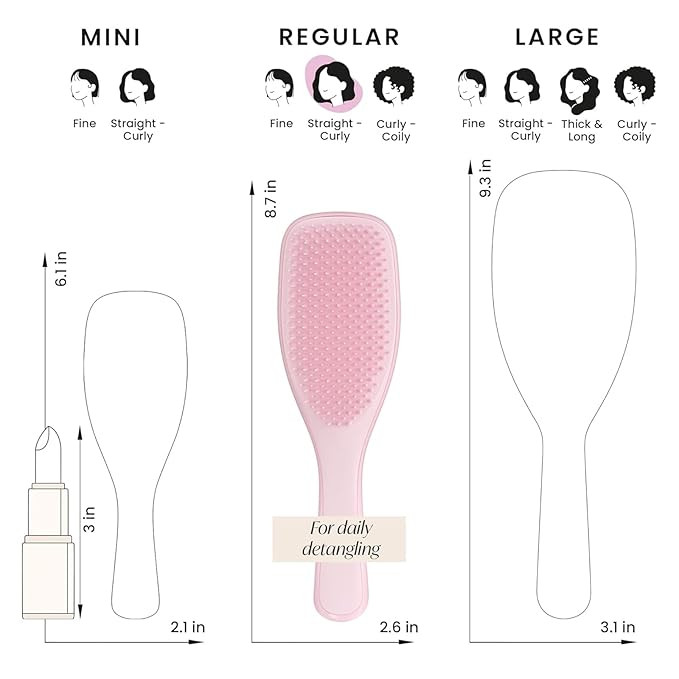 Lyrovo Ultimate Hair Brush Comb for Women for Wet & Dry Hair Eliminates Knots & Reduces Breakage for All Hair Types (Pink)