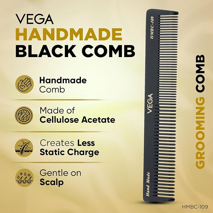 Vega Handcrafted General Grooming Hair Comb for Men & Women, Detangling, Daily Grooming |