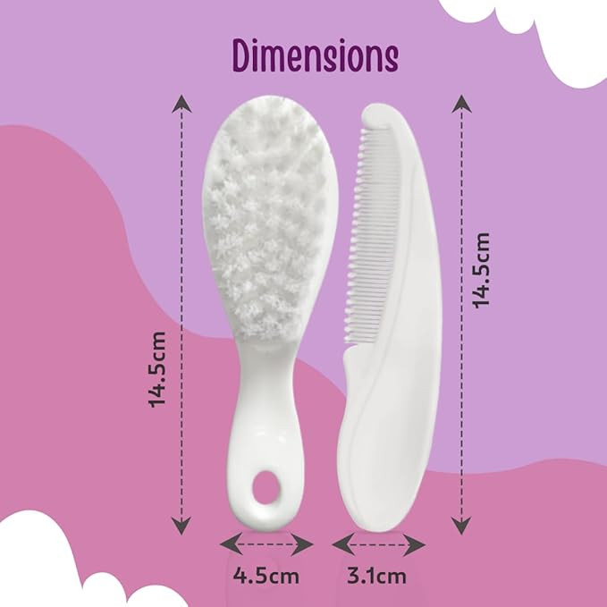 LuvLap Elegant Baby Comb & Brush Set, Soft Bristles for Gentle Hair Grooming, Complete Hair Grooming Kit for Infants, Newborns & Toddlers,