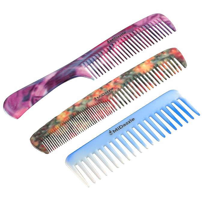 Midazzle Daily Comb For Styling | Hair Comb For Men and Women - Multicolor - Set of 3 (MIDC00005)