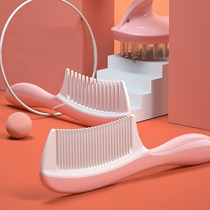 Zollyss Dressing Comb for Women & Men, Fine Tooth and Wide Tooth Hair Comb, Pink & White Styling Comb Set (Pack of 2)