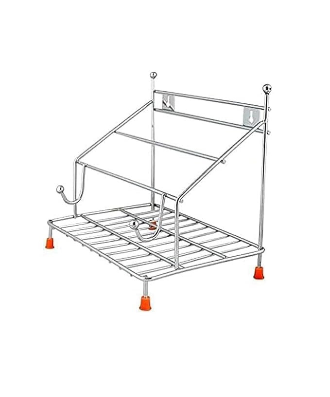 Stainless Steel 4-in-1 Chakla Belan Tawa Chimta Holder – Wall Mount Kitchen Rack for Rolling Pin, Chapati Board, Tong – Rust Resistant & Long-Lasting