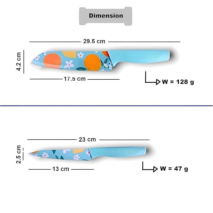 Carrot Kitchen Knife Stainless Steel 2 Pieces Professional Knife Set with Color Printing and Non-Slip Handle (Multi Color Printed)