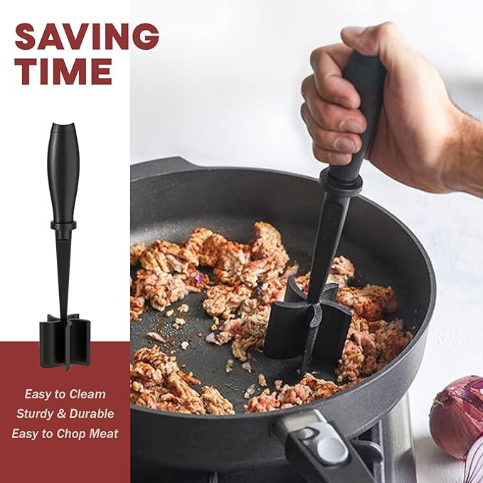 Meat Chopper, Potato Masher, Multifunctional Heat Resistant Masher and Smasher for Hamburger Meat, Ground Beef, Turkey and More, Ground Meat Chopper Utensil, Non Stick Cookware Brand: PGYARD