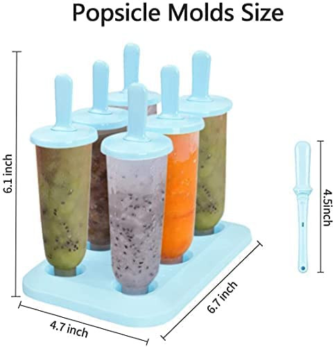 Zollyss Round Shaped Popsicle Molds Set - 6 Pack Mold, BPA Free Ice Mold for Ice Pop, Ice Popsicles Maker Fun for Kids and Adults