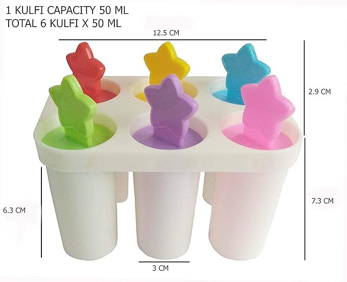Kulfi Tutty Fruity Ice Cream Mould Kulfi Candy Maker Ice Cube Tray Set Multicolor (Plastic)