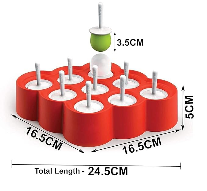 Maison & Cuisine ® Silicone Ice Cream Mould With Stick Mini Pop Molds 9 Miniature Popsicle Molds With Sticks And Drip-Guards (102),24.5X17X5 Cm