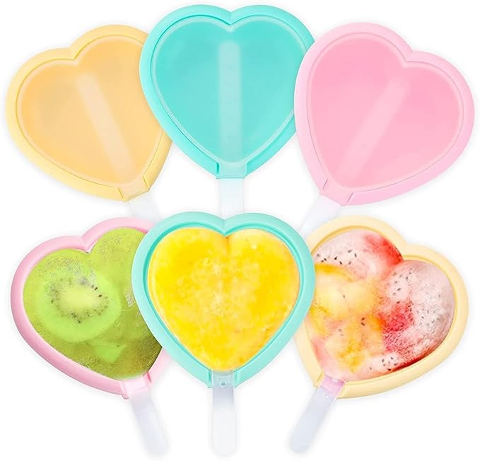 LUXONIX Silicone Ice Pop Makers | Reusable Popsicle & Frozen Ice Cream Moulds | Heart Shape Kulfi Candy Maker for Kids & Adults | 4 Pcs Set