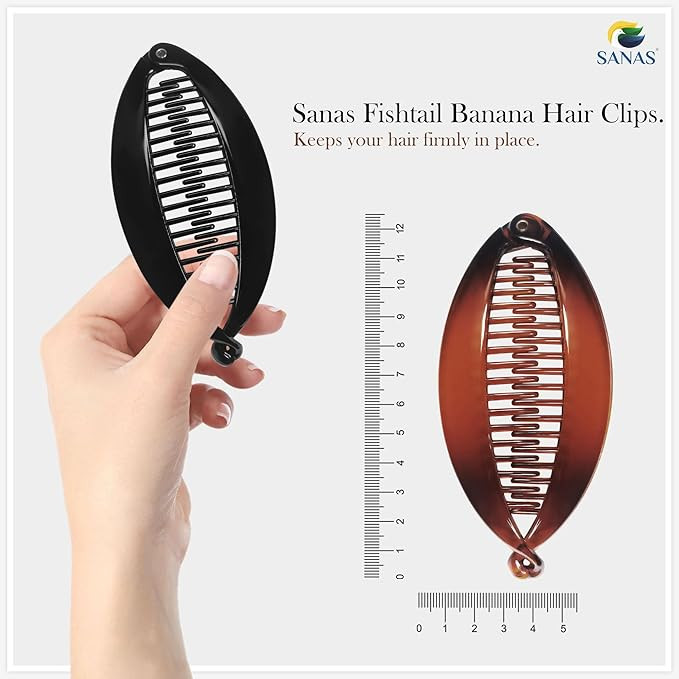 Sanas Clutchers for Hair (2Pc) Acrylic Korean Hair Clip Banana Clips Clasp Hair Styles Unique Claw Clip for Women And Girls in Transparent Glossy Finish Hair Accessories (2Pc) (Assorted)