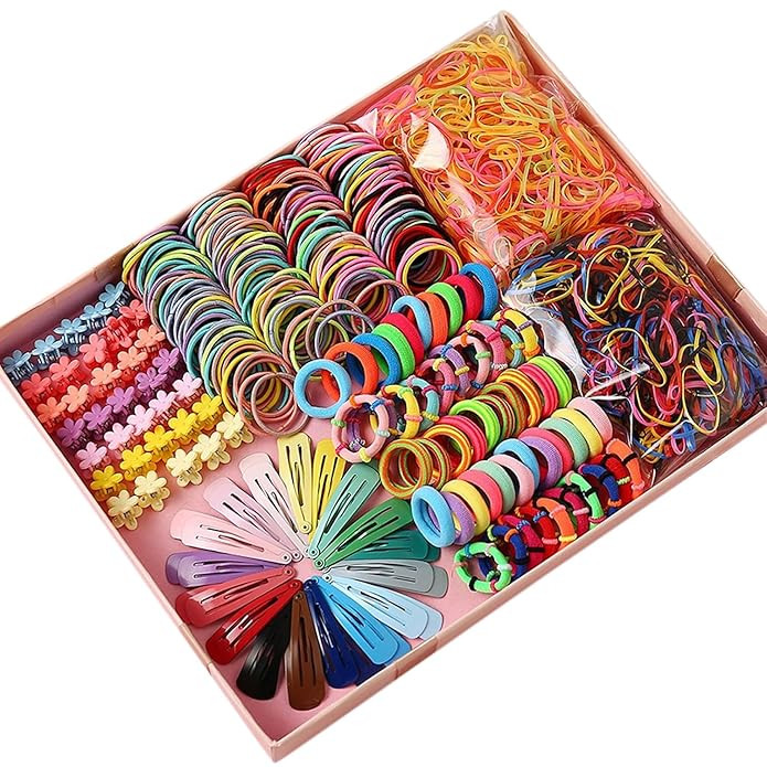 Shining Diva Fashion 74-1220 Pcs Colorful Hair Bands, Hairpins, Ponytail Holders, Flower Clips, BB Clips, Bamboo Knots, Hair Extensions, Headbands for Girls Kids Baby Toddlers | A Box of Multipurpose Girls Hair Accessories Set