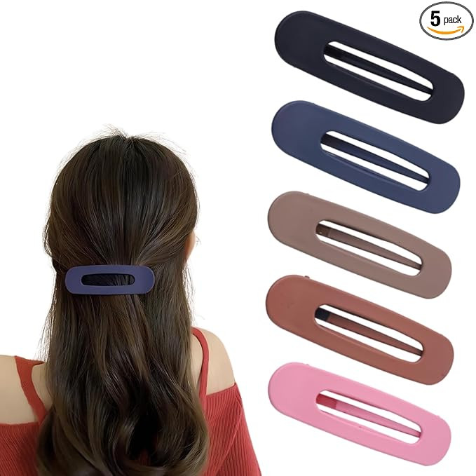 ANNA CREATIONS 5 Pcs Korean Large Flat Matte Hair Claw Clips for Thick Hair Premium Strong Hold Long Thin Thick Hair Clips Fashion Big Hairclip Hair Accessories Clutches Women and Girls (Duck Bill)