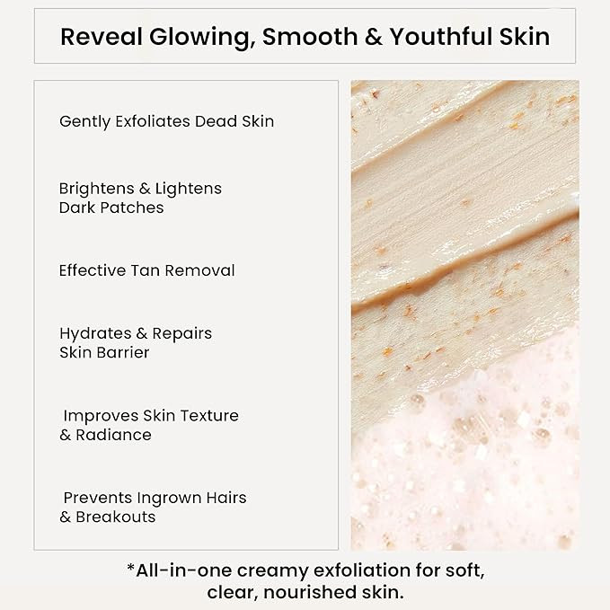 WildOak Korean Rice Exfoliating Face Scrub | Brightening, De-Tan & Pigmentation Care | With Kojic Acid, Alpha Arbutin & Hyaluronic Acid | Gentle Scrub for Glass Skin, Hydration & Smooth Glow | 100g