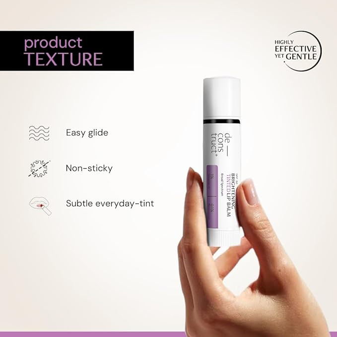 Deconstruct Brightening Tinted with SPF 30 | For Dark, Pigmented, Dry, Flaky Lip | SPF 30 for Sun Damage and Discoloration | Lip Balm for Glossy Buttery Soft Pink Lips | For Women & Men - (4 gm)