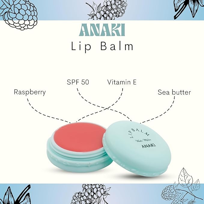 Anaki Watermelon Lip Balm With Spf 50 + Vitamin C + Hyaluronic acid | Jjojoba Oil Deep Hydration & Nourishment for Soft, Smooth Lips | Natural Water Melon Extracts - 10gm