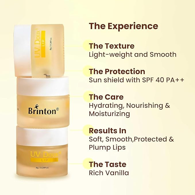 UV Doux Lip Lightening Balm SPF 40 PA++ | For Pigmented Lips | With Almond Oil, Olive Oil & Vitamin E | Restores Natural Colour, Hydrates & Protects | Dermatologist Approved | Benzene-Free | 8 g