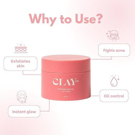 CLAYCO Matcha Detox Clay Mask | Deep Cleansing & Brightening | Green Tea & Collagen | Tan Removal & Dark Spot Reduction | Vegan Japanese Skincare | 50ml