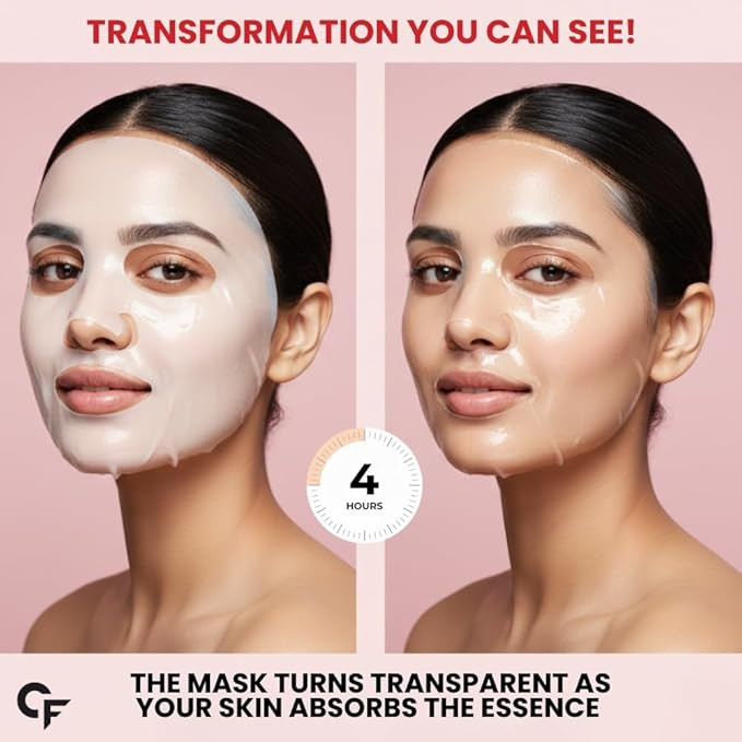 Carbamide Forte Bio Collagen Mask | Collagen Mask Overnight Sheet with Low Molecular Collagen, Niacinamide & Hyaluronic Acid | Korean Glass Skin Overnight Hydrogel Face Mask Sheets for Deep Hydration, Pore Minimizing, Firming & Moisturizing | Paraben-Free