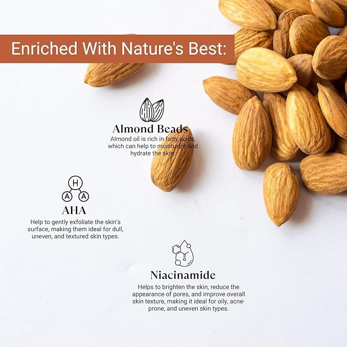 Lashika Almond & Walnut Scrub | Contains AHA & Niacinamide, Sandalwood Oil | Face & Body Exfoliator For Dark Spots & Skin Brightening | Dermatologically Tested | For Men & Women | 70gm