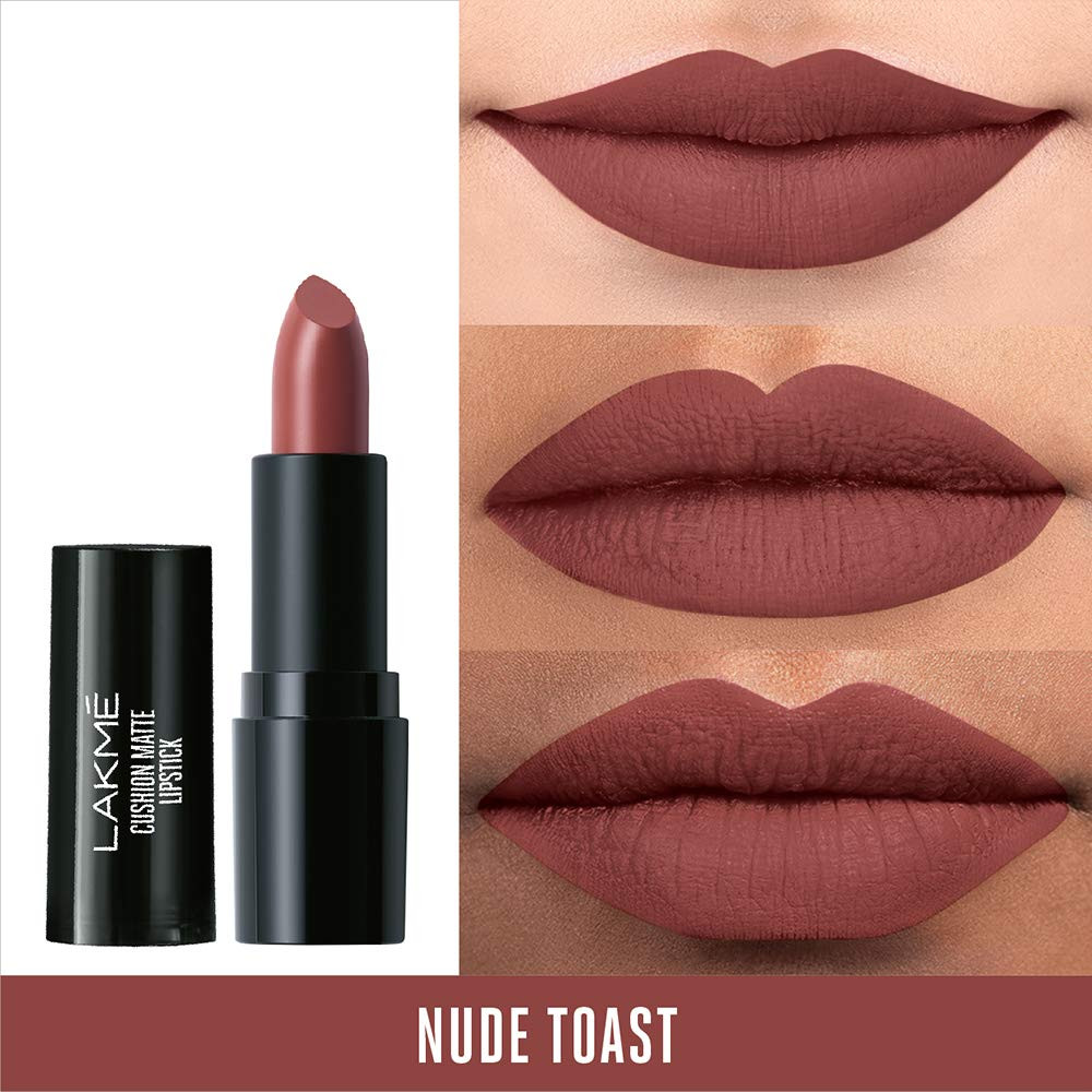 Lakme Forever Matte Lipstick, Waterproof, Non Drying, Creamy Matte Bullet Lipstick Made With French Rose Oil Extracts, Nude Toast, 4.5g