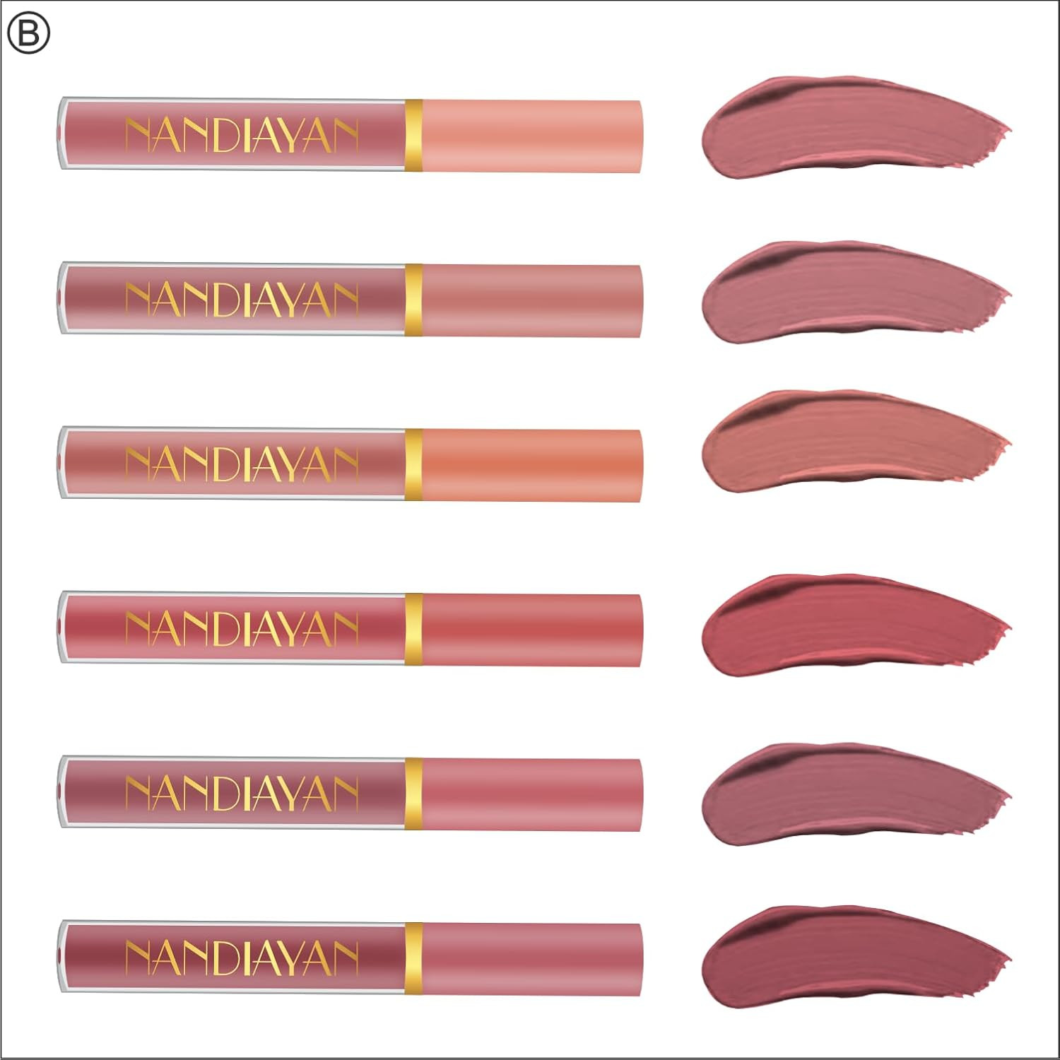 Matte Liquid Lipsticks Combo Set (Pack of 6 PCS) | Waterproof Long-Lasting Smudge-Proof Lipsticks for Daily use | Non-Stick Matte Finish | Perfect Liquid Lipstick gift set for women - 3.5ml each (N6B)