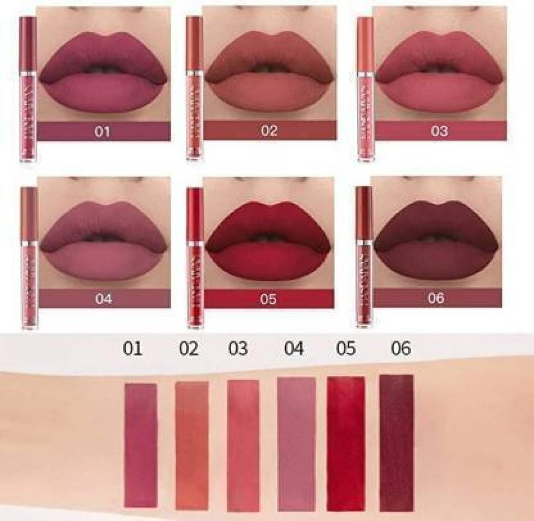Velvet Matte Lipstick Set of 6 – Book Style Nude Lip Gloss Combo for Women | Waterproof Non-Stick Long Lasting Lip Color Gift Pack (Set A)