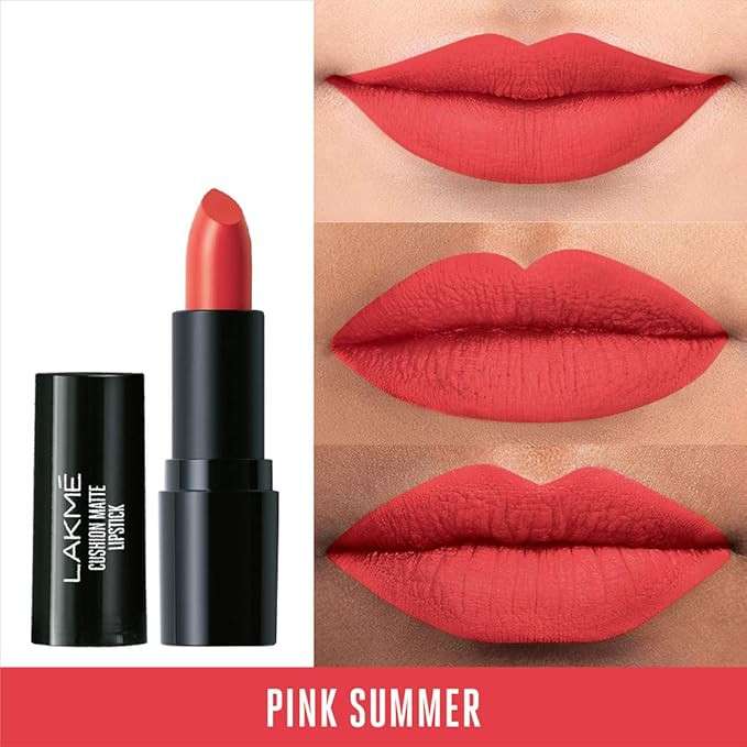 Lakmé Cushion Matte Lipstick, Pink Summer, 4.5 g