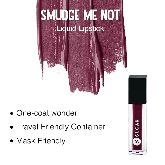 SUGAR Cosmetics Smudge Me Not Liquid Lipsticks for Women | Transferproof & Waterproof | Lasts 12+ Hours | Matte Lipstick | 1.1ml - 17 Fiery Berry