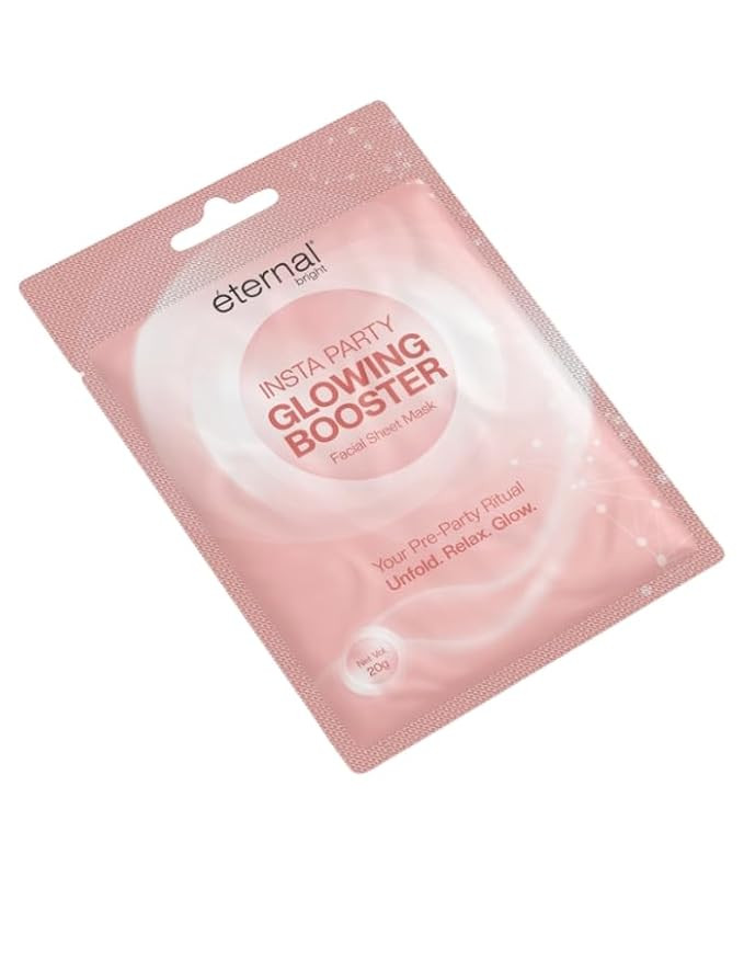 Insta Party Sheet Mask | Brightening, Soothing & Plumping Face Mask with Aloe Vera, Niacinamide, Hyaluronic Acid & Licorice | For All Skin Types | (Pack of 1)