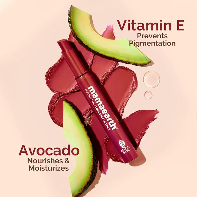 Mamaearth Moisture Matte Longstay Lipstick With Avocado Oil & Vitamin E For 12 Hour Long Stay - 11 Cherry Punch -2 G