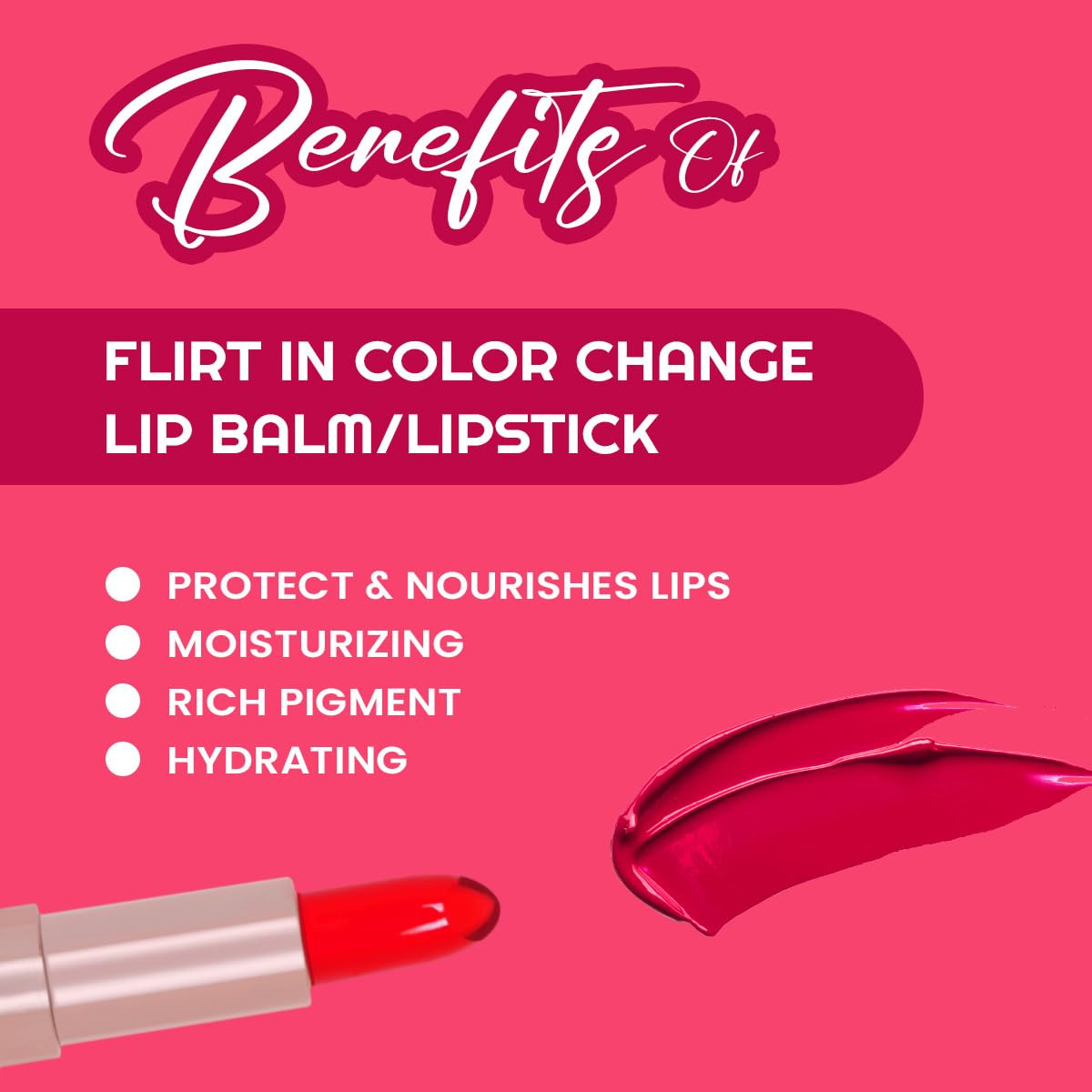 Shryoan Flirt-In Color Change Waterproof Long Lasting Lipstick Lip Balm | Gives a Natural Colour | Lightweight Lipstick (Shade 01)