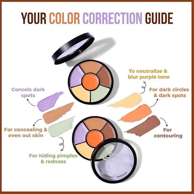 INSIGHT Pro Concealer Palette - Shade Corrector | Makeup Wheel for Face | Satin–Matte Finish | 3-in-1 Conceal, Contour & Correct | Waterproof | Full Coverage | 15gm