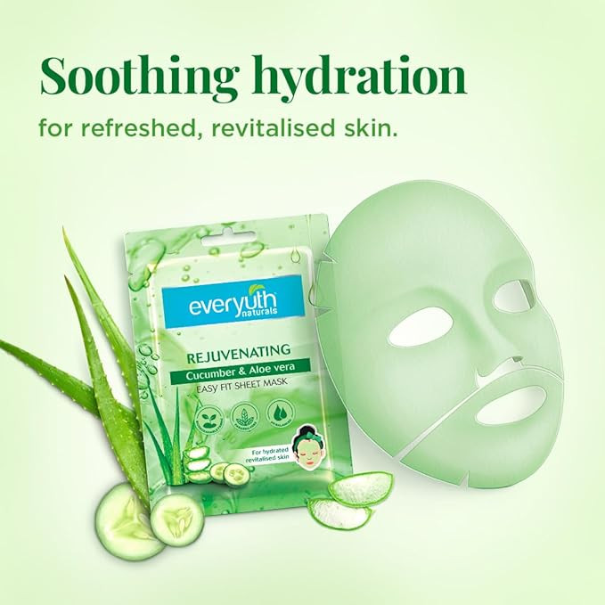 Everyuth Naturals Rejuvenating Cucumber & Aloe Vera Sheet Mask Pack of 3