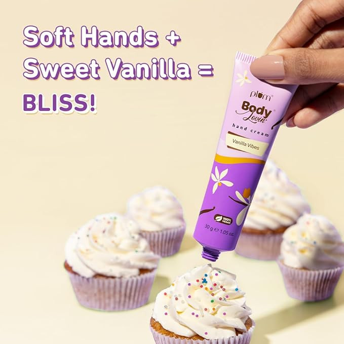 Plum BodyLovin' Vanilla Vibes Hand Cream | Ultra Moisturizing With Shea Butter | Non-Greasy & Lightweight | Irresistible Warm Vanilla Fragrance | Travel Friendly | 30g