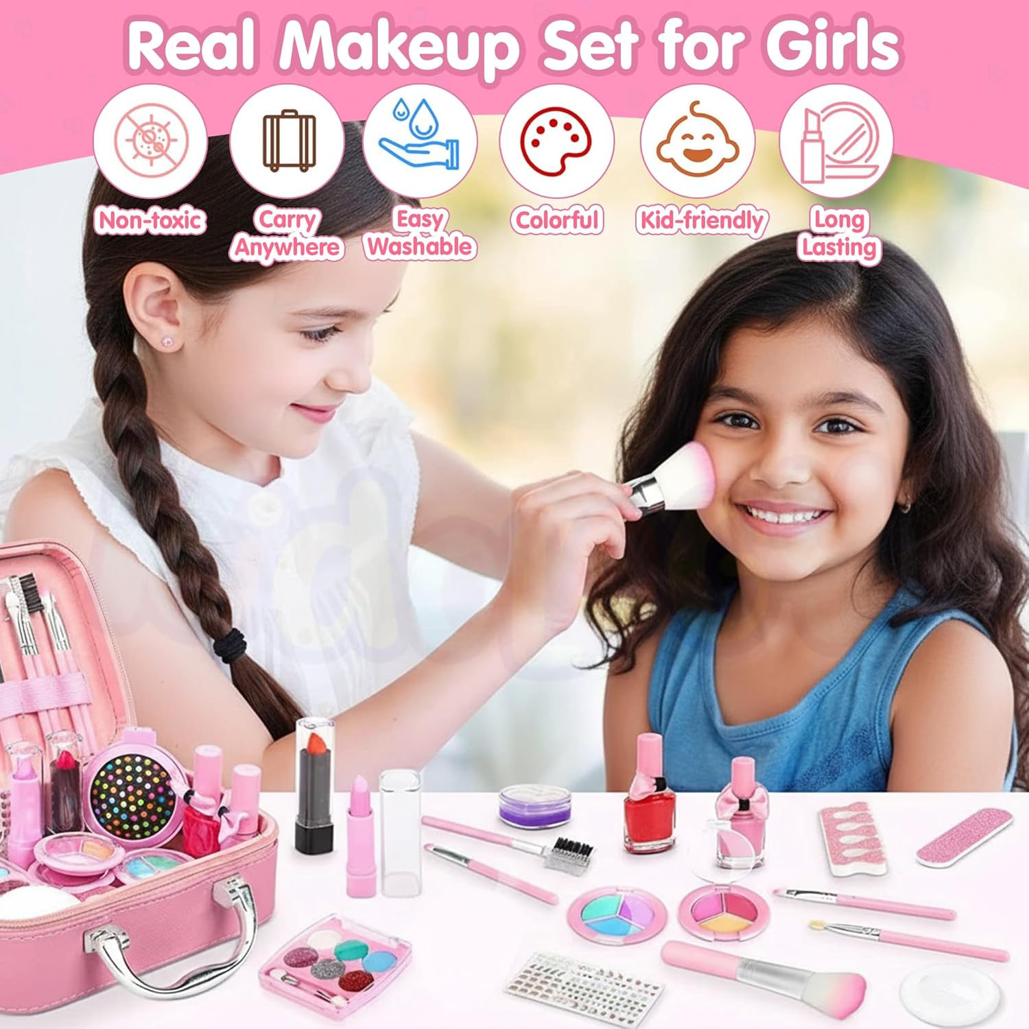Kidology Kids Makeup Kit for Girl, Unicorn Toys for Girl Real Washable Makeup Girls Princess Play Make Up Toys, Makeup Set for Age 3+ Year Old Christmas & Birthday Gift (Mermaid Suit Case Makeup Set)
