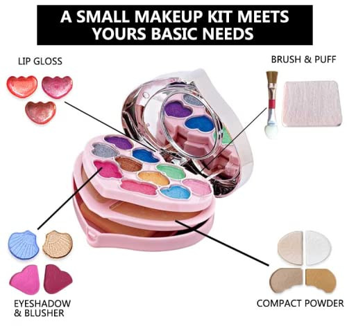 Makeup Kit for Girls Full Kit Eye shadow Lip Gloss Mirror Contour Powder Combination Palette Random-Design Random-Color Pack of 1