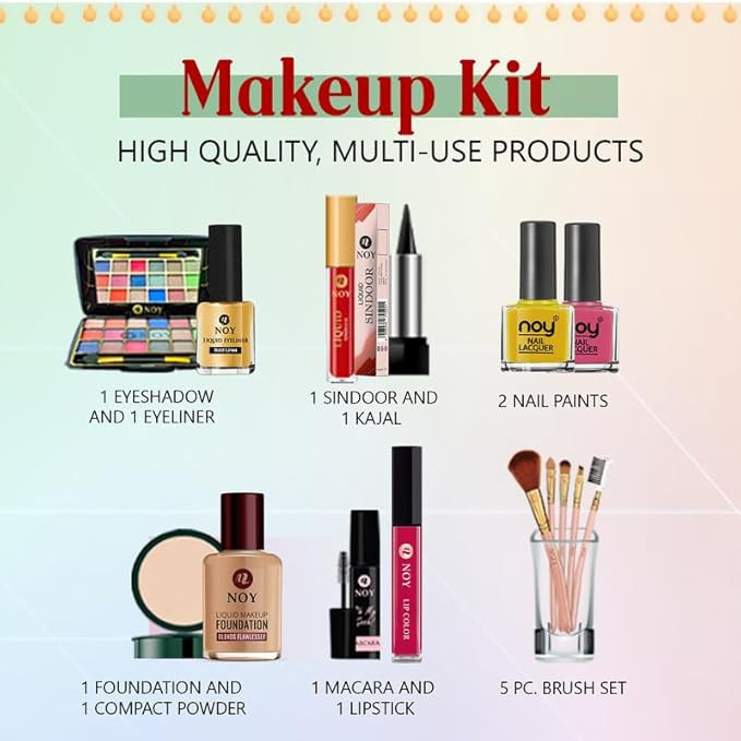NOY Trendy Makeup Kit Full Set For Women Rich Quality & Waterproof Cosmetic Set (Pack Of-15) #YN221