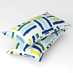 BSB HOME 180 TC Premium Cotton Pillow Covers | Regular Pillow Cases | Set of 2 Pieces Pillow Covers only King Size (Blue, 20 x 30 Inches)