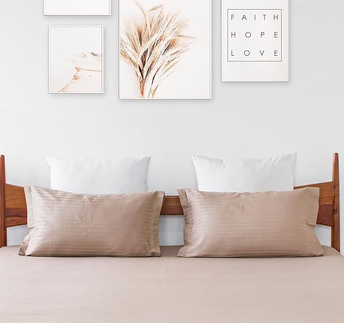 HOMEMONDE 210 TC Premium Cotton Pillow Covers | Standard Size Pillow Cases | Only 1 Piece Pillow Cover (Taupe, 20 x 26 Inches)