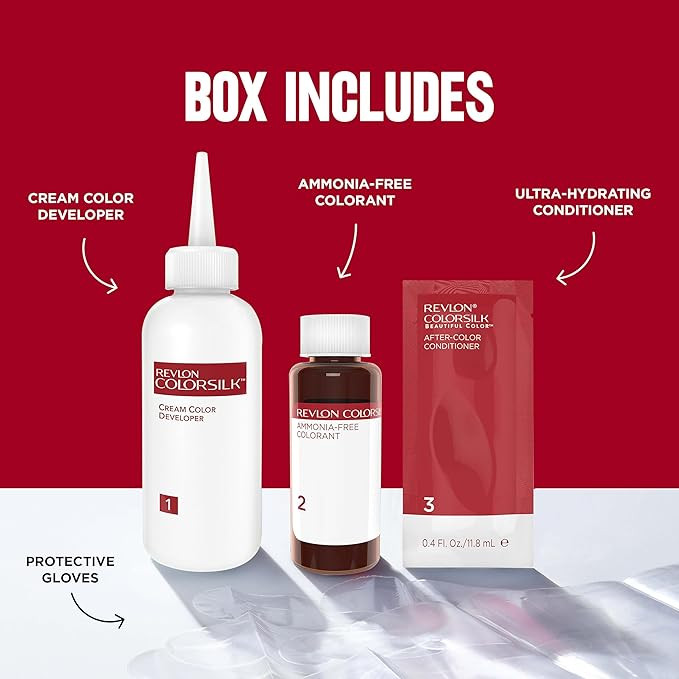 Revlon ColorSilk Permanent Hair Color For Women, Salon Perfect Hair Colour at Home with 100% Grey Coverage | Pro-Keratin & No Ammonia | Up to 8 Weeks of Colour | Shade - Dark Brown 3N (Pack of 1)