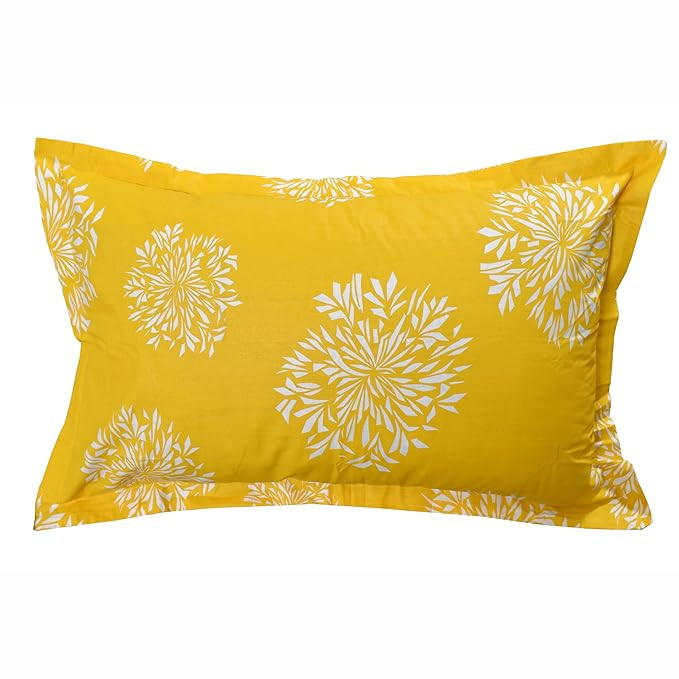 Huesland by Ahmedabad Cotton 144 TC Cotton Pillow Covers Set of 2 - Yellow