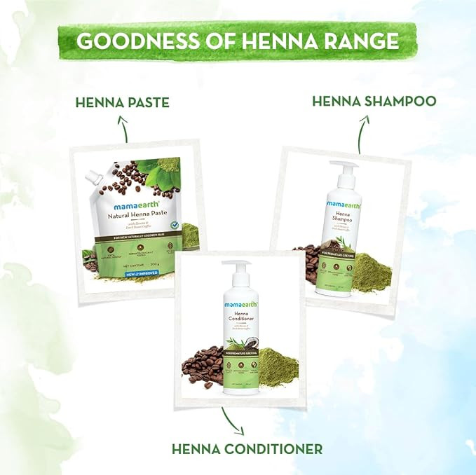 Mamaearth Natural Henna Paste | With Henna & Dark Roasted Coffee | For Rich Naturally Colored Hair | Ready To Apply | Imparts a Rich & Dark Colour | 200 g