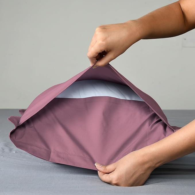 SleepyCat Cotton ?Solid Pillow Case with Envelope Closure - Pack of 2 Count | Coloured with AZO-Free Dyes and Oeko-Tex Certified | Machine Washable, Purple Panther (Standard Size, 28X18 Inches),200