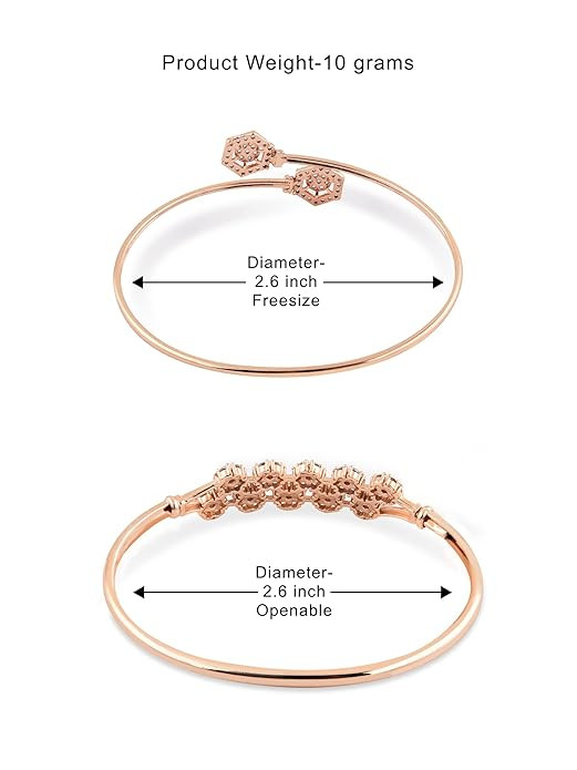 ZAVERI PEARLS Set of 2 Rose Gold Contemporary Cubic Zirconia Brass Kada Style Bracelet For Women-ZPFK11116