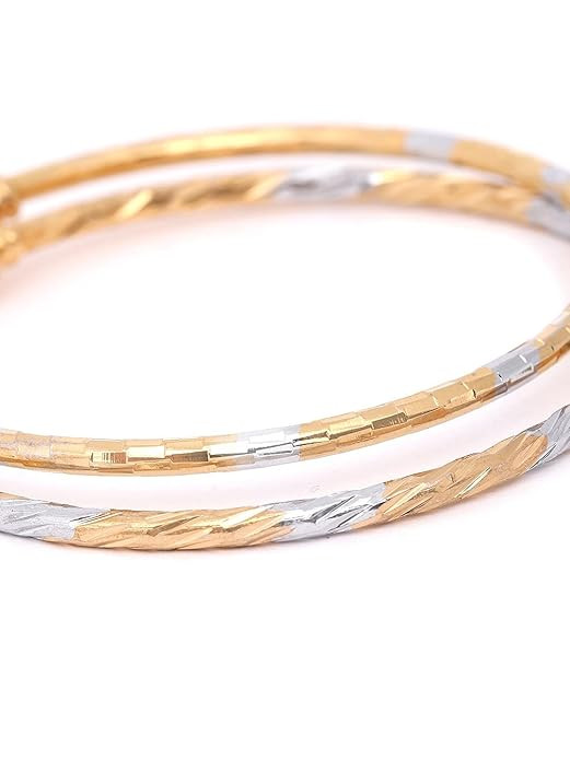 YouBella Jewellery for Women Silver and Gold Adjustable Bracelet Combo of Two for Girls and Women