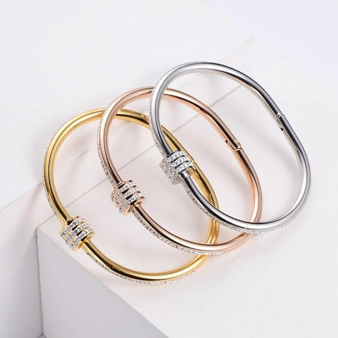 MEENAZ bracelet for women Stylish Bangles for women Adjustable Anti Tarnish Bracelet for girls rose gold Kada for Women Accessories Anti Tarnish Jewellery Stainless Steel Cuff Bracelet gifts Combo