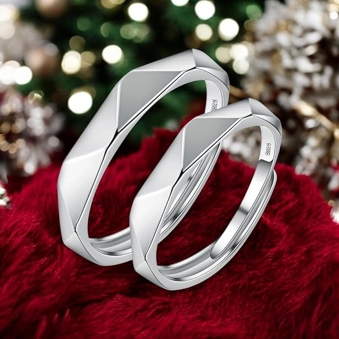 Nilu's Collection 925 Sterling Silver Plated Adjustable Couple Ring for Men & Women